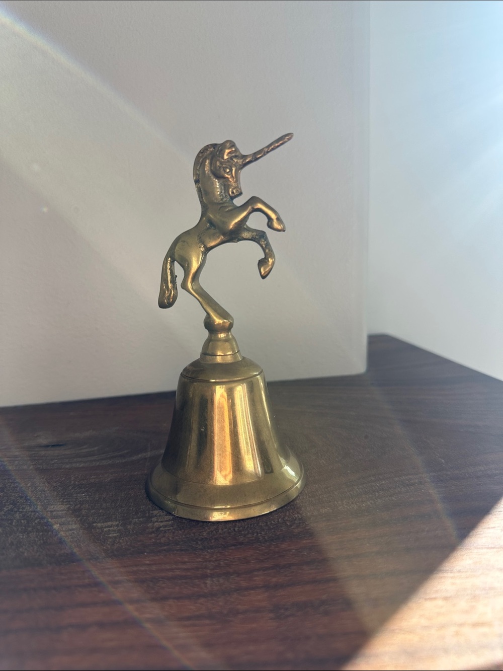 Vintage Brass Unicorn Bell - 6” Mid-Century Boho Fantasy Decor